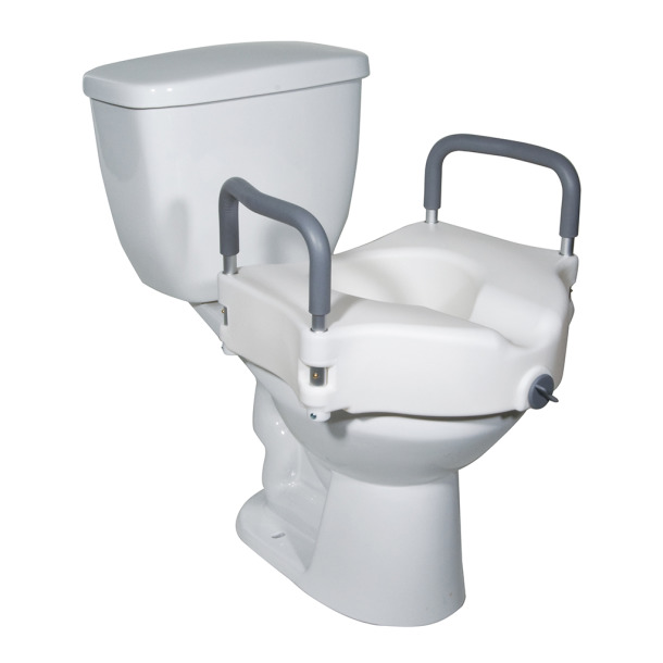 2-in-1 Locking Raised Toilet Seat with Tool-free Removable Arms - White