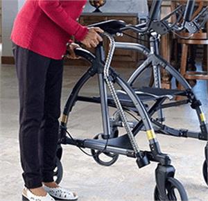 Cane Holder keeps a walking cane upright and in place where it can easily be reached while you are walking with rollator walker