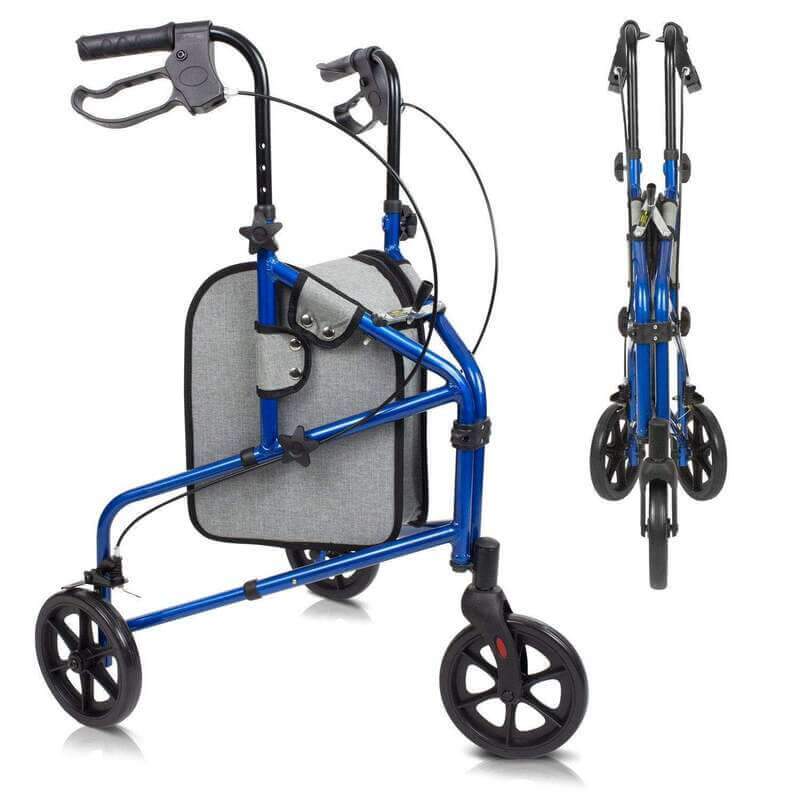 3 Wheel Rollator Secure Hand Brakes Convenient storage Vive Health - Blue, M, none, none