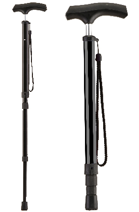 Compact Travel Cane with Strap - Black