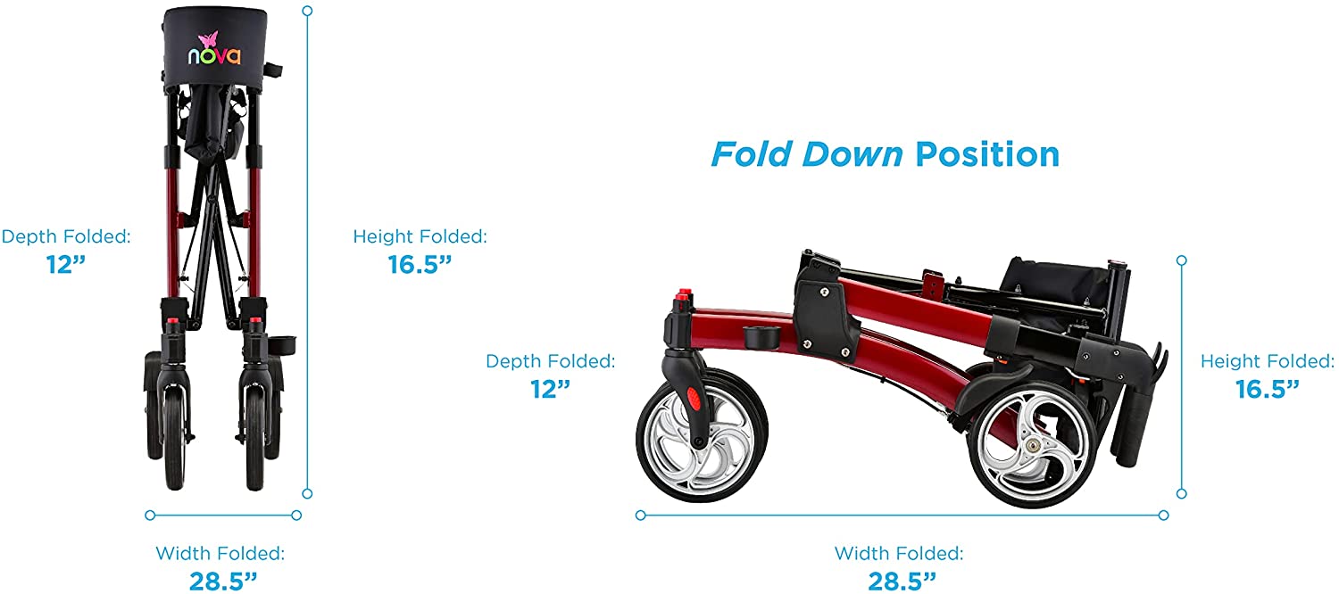 The Monarch folds up so easily and stands on it's own when folded making it so easy to roll, carry and store. 