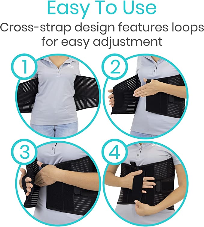 Cross Support Back Brace vive health back support - Black, S