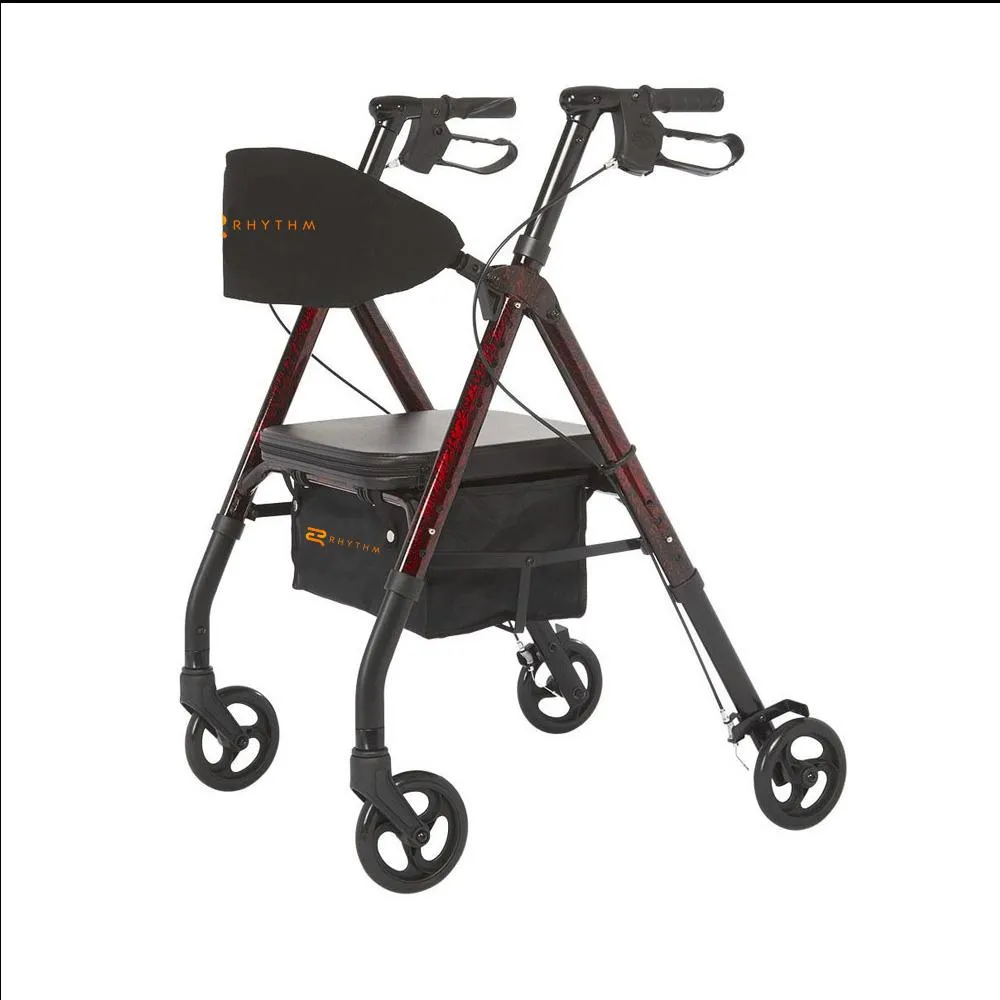 ROYAL UNIVERSAL - ALUMINUM 4 WHEEL ROLLATOR WITH UNIVERSAL HEIGHT ADJUSTMENT - Red