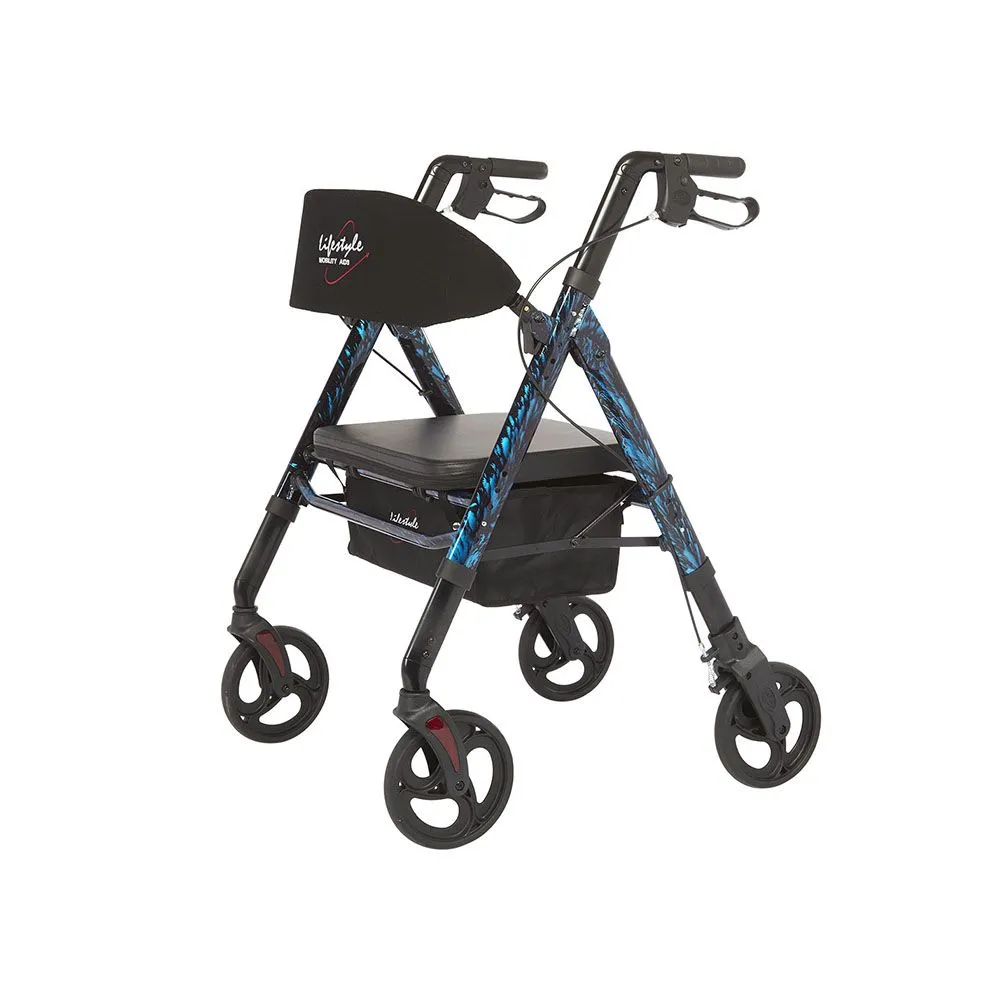 Regal Bariatric Aluminum 4-Wheel Rollator with Universal Height Adjustment - Blue