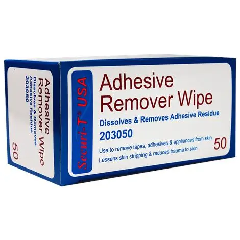  Adhesive Remover Wipe adherent ostomy appliances Secure-T USA  - Blue