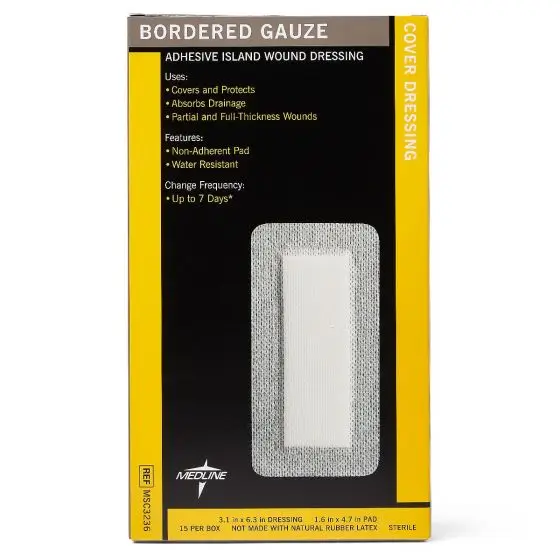 Border Gauze Adhesive Island Wound Dressing  - Yellow