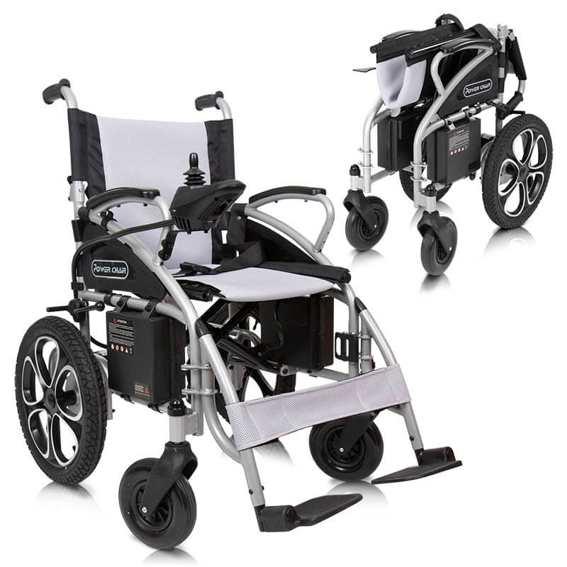  Compact Power Wheelchair - Foldable Long Range - Silver