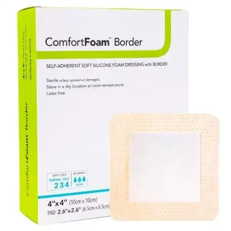 DermaRite Comfort Self-Adherent Soft Silicone foam dressing - Brown