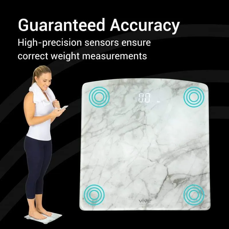Digital Marble Smart Scale Bright LED Display smart EASILY PAIRing vive health - White