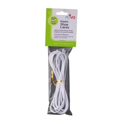 ELASTIC SHOELACE 32" WHITE  easily slipped on and off Nova - White, none, none, none
