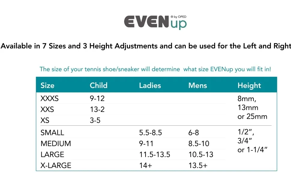 EVENup Shoe Lifts Size Large