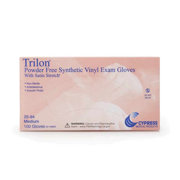 Exam Glove Trilon® Medium NonSterile Vinyl Standard Cuff Length Smooth Clear Not Rated WITH PROP. 65 WARNING Per Box - Clear