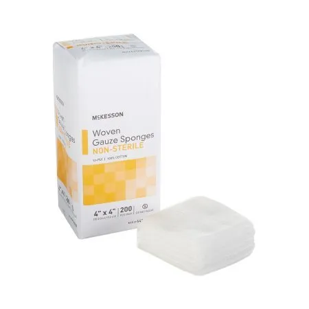 Gauze Sponge McKesson Cotton 12-Ply 4 X 4 Inch Square NonSterile - Yellow