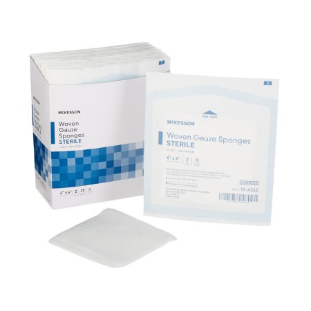Gauze Sponge McKesson Cotton 12-Ply 4 X 4 Inch Square Sterile - White