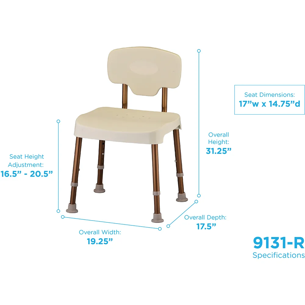 Heavy Duty Bath Seat With Back BARIATRIC lightweight 500 lb - Gold, none, Up to 500 lbs., none