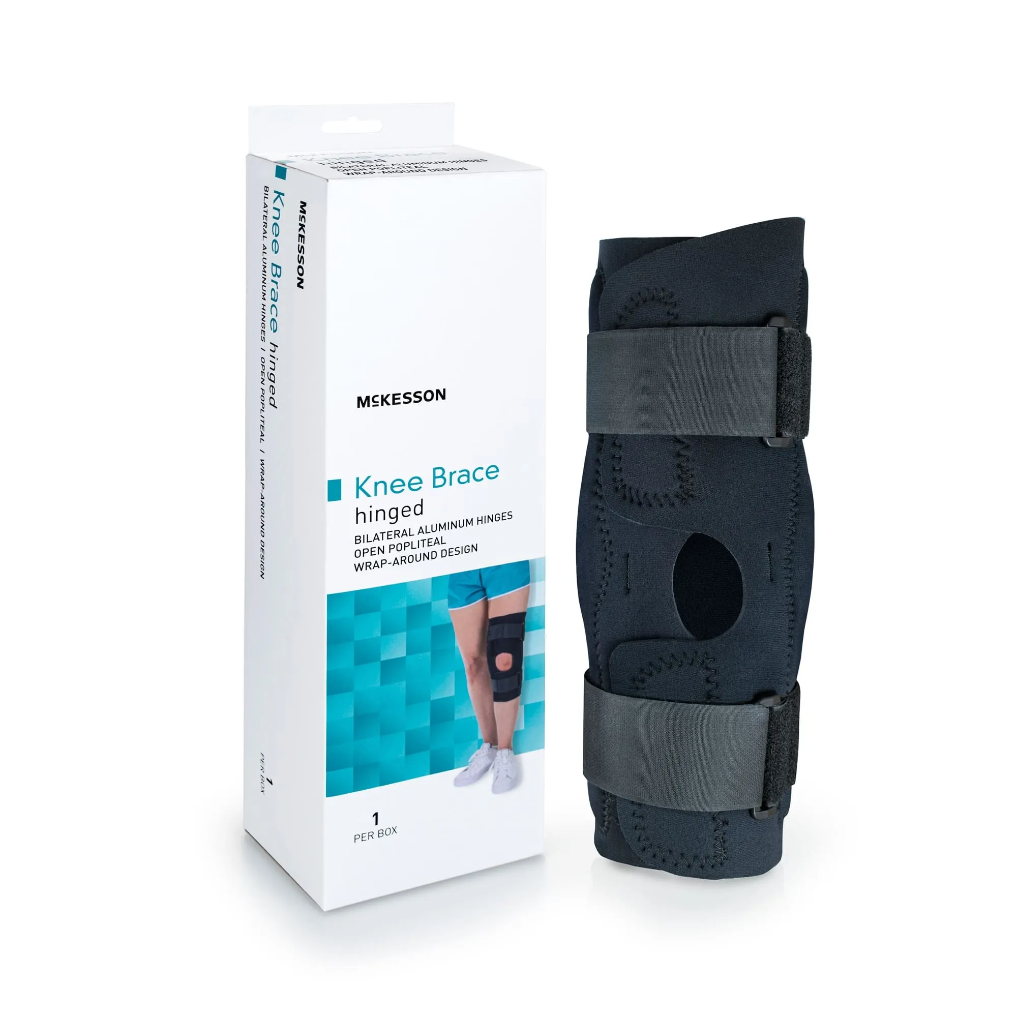McKesson Hinged Knee Brace Wraparound - Black, XXL