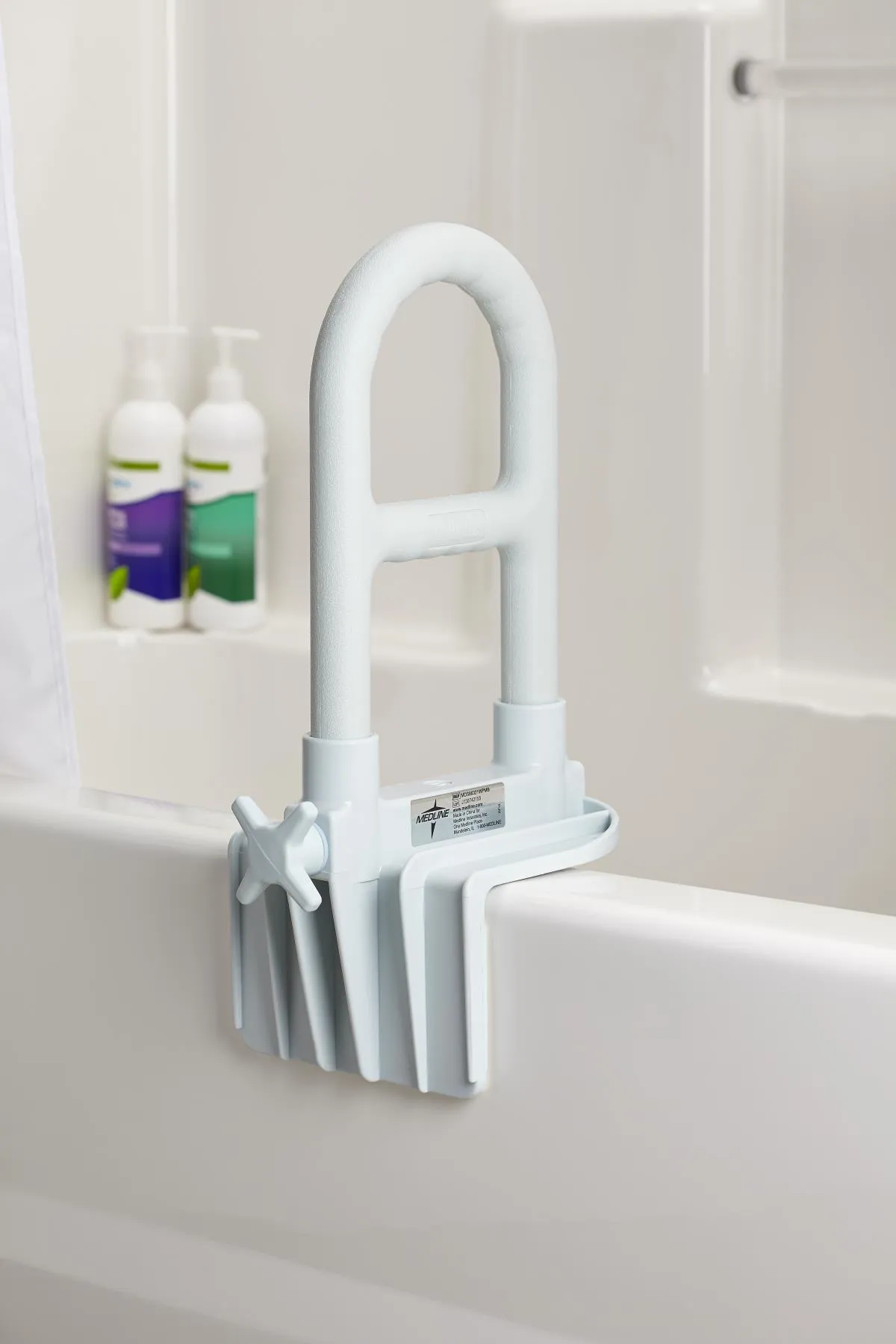 Medline Deluxe Bathtub Grab Bars with Microban - White