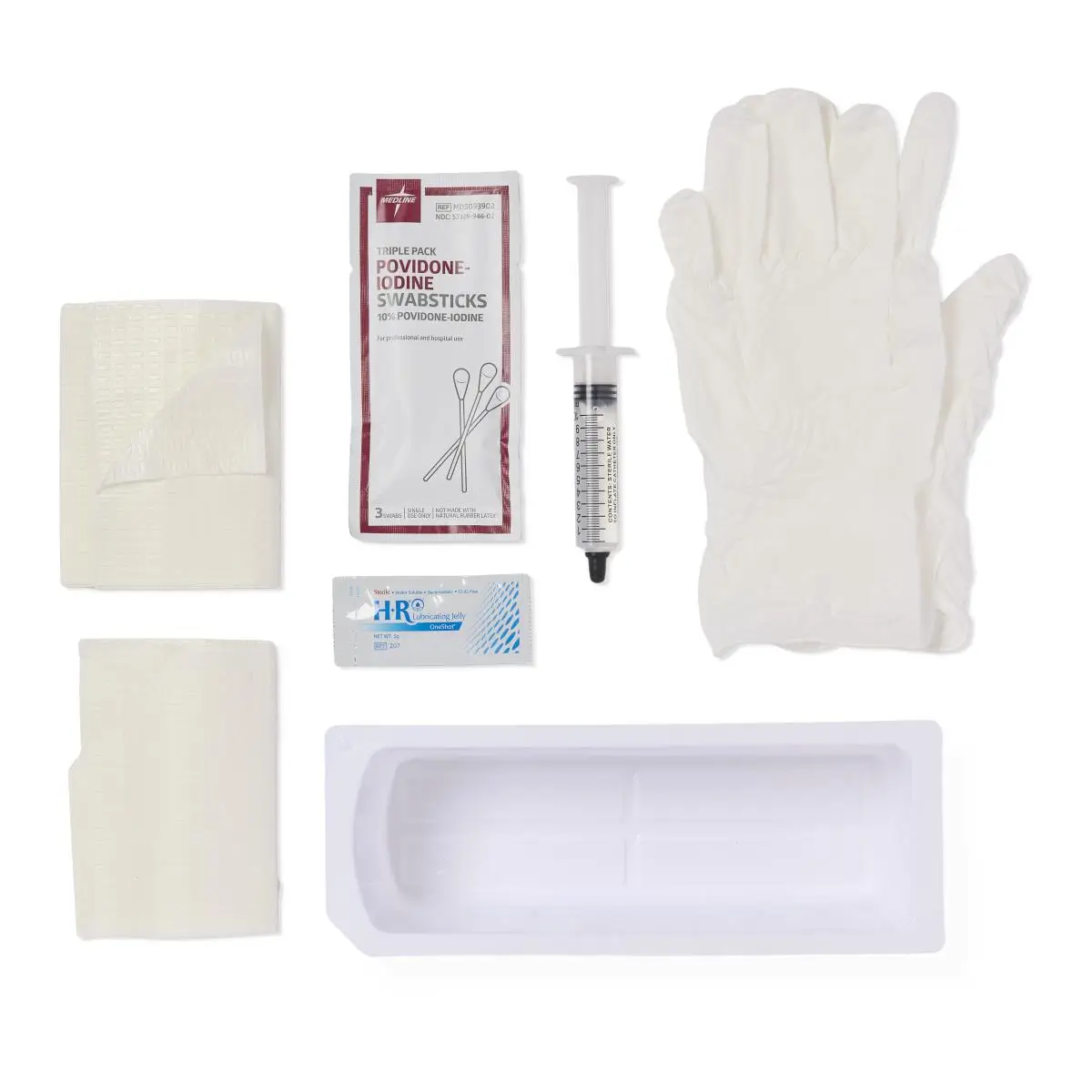 Medline® Foley Catheter Insertion Tray with 10 mL Syringe, PVP, and Vinyl Gloves – Sterile