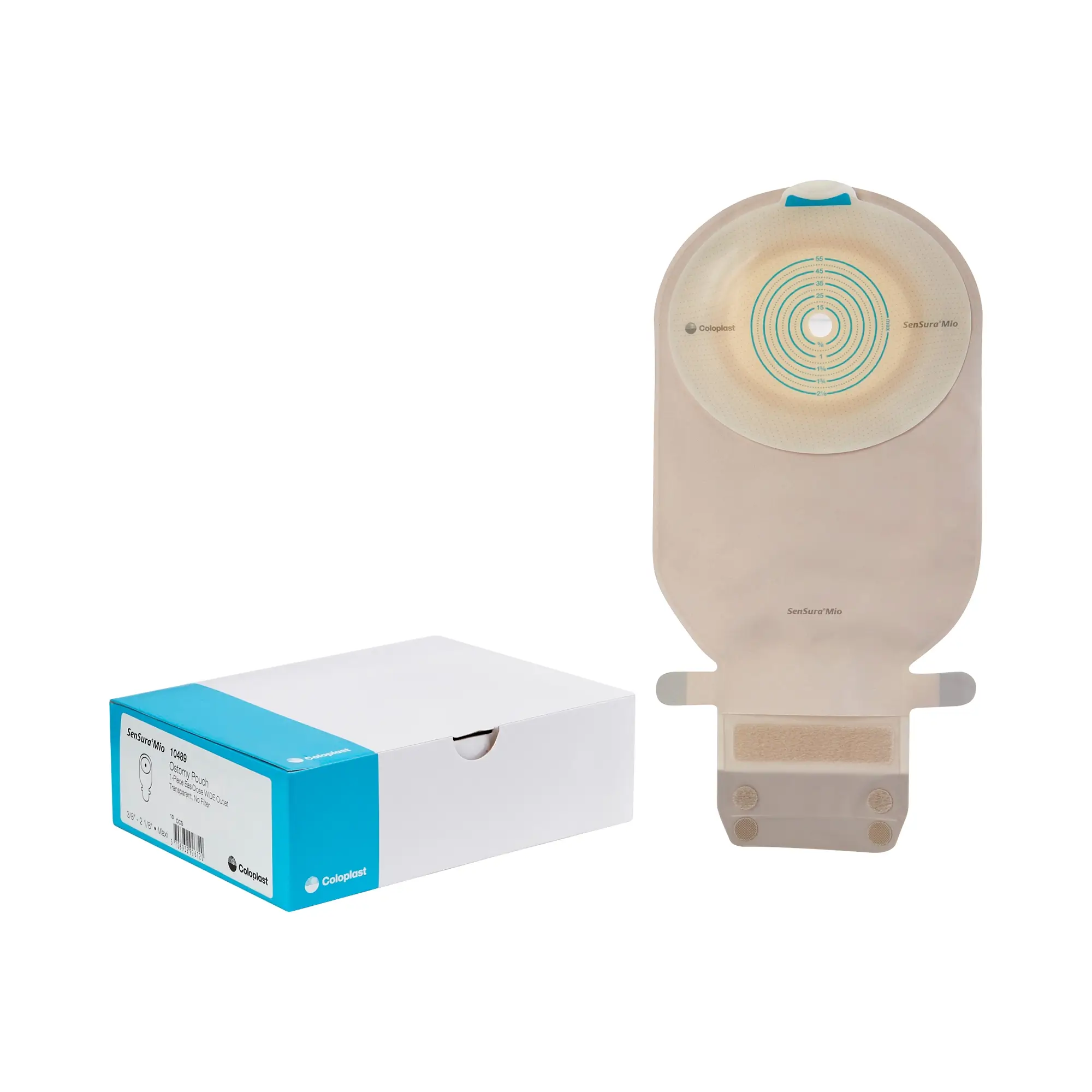 Ostomy Pouch SenSura® Mio One-Piece System 11 Inch Length, Maxi Flat, Trim to Fit 3/8 to 2-1/8 Inch Stoma Drainable - Gray