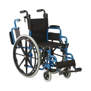 Pediatric Wheelchair dual-axle Adjustable telescoping handles  Medline  - Blue