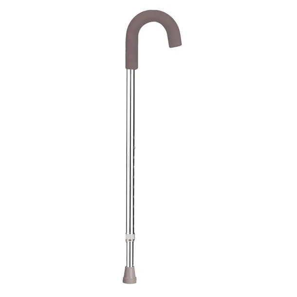 Round Handle Cane with Foam Grip - Silver