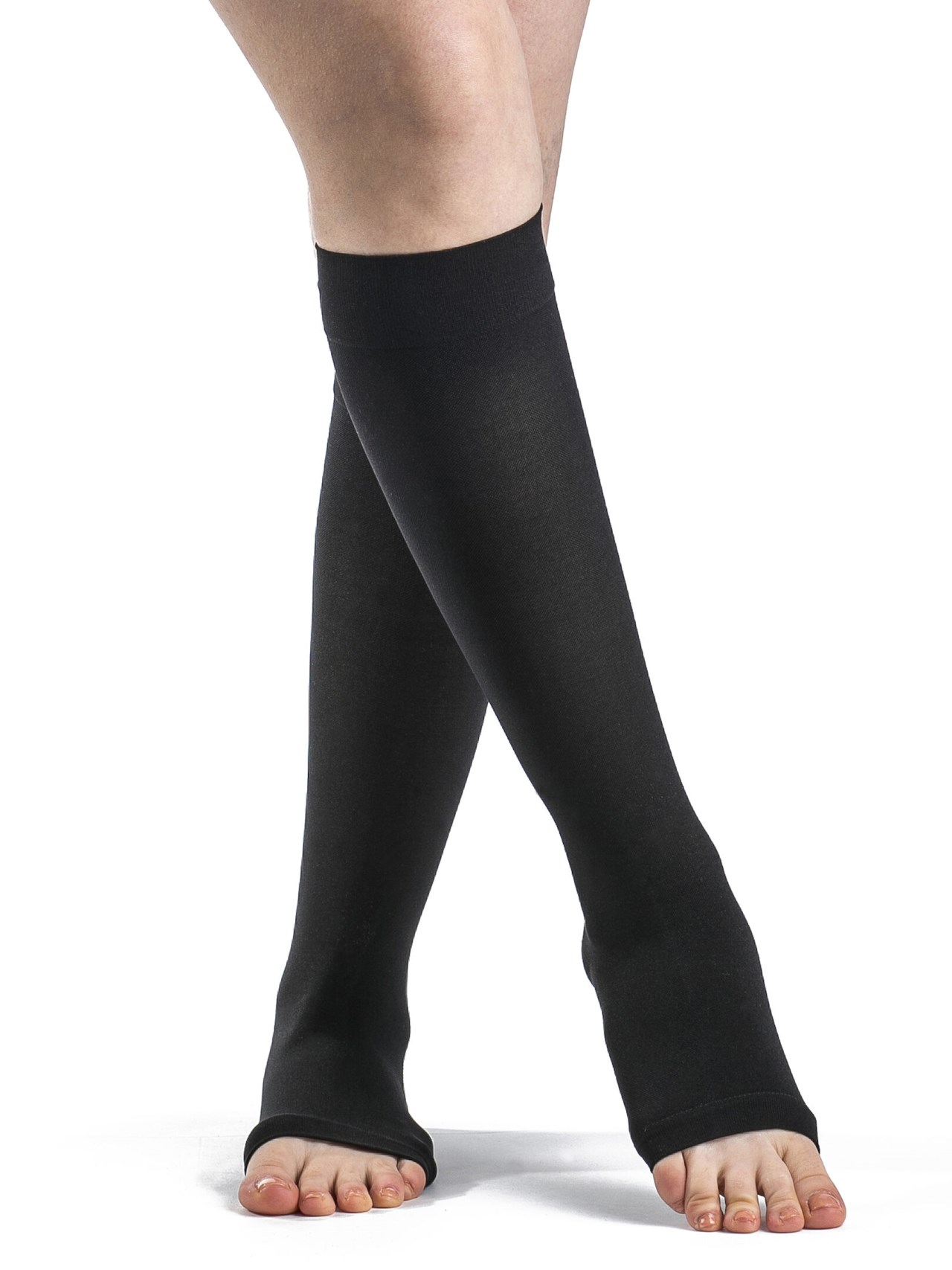 Sigvaris Men's Essential Opaque Calf with Grip Top, 20–30 mmHg, Open Toe