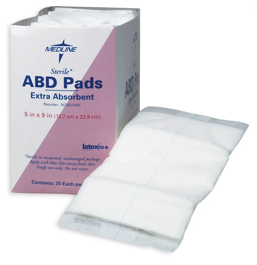 Sterile Abdominal Pads Size  Soft, nonwoven  Medline  Pharmaceutical  - Blue