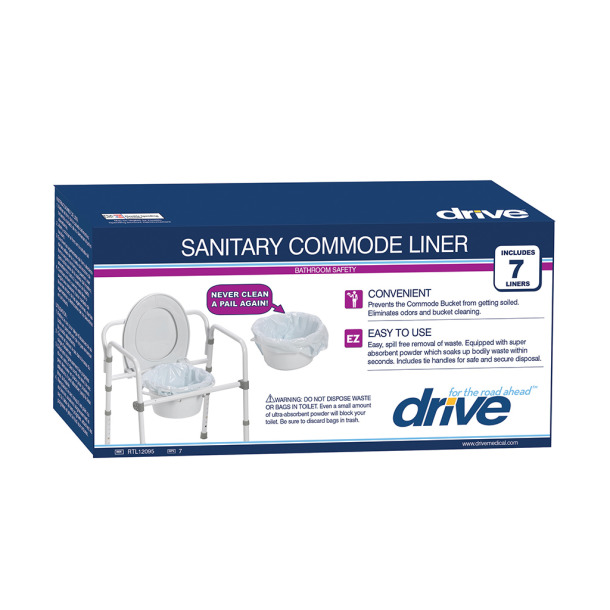 Super Absorbent Commode Pail Liners Drive Medical  - White