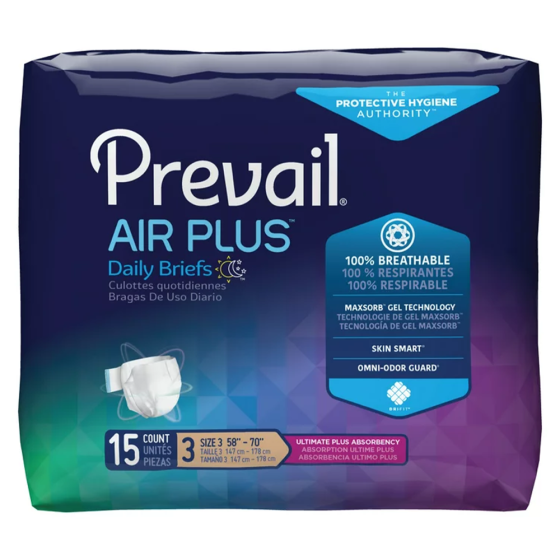 Unisex Adult Incontinence Brief Prevail® Air™ Size 3  - Beige