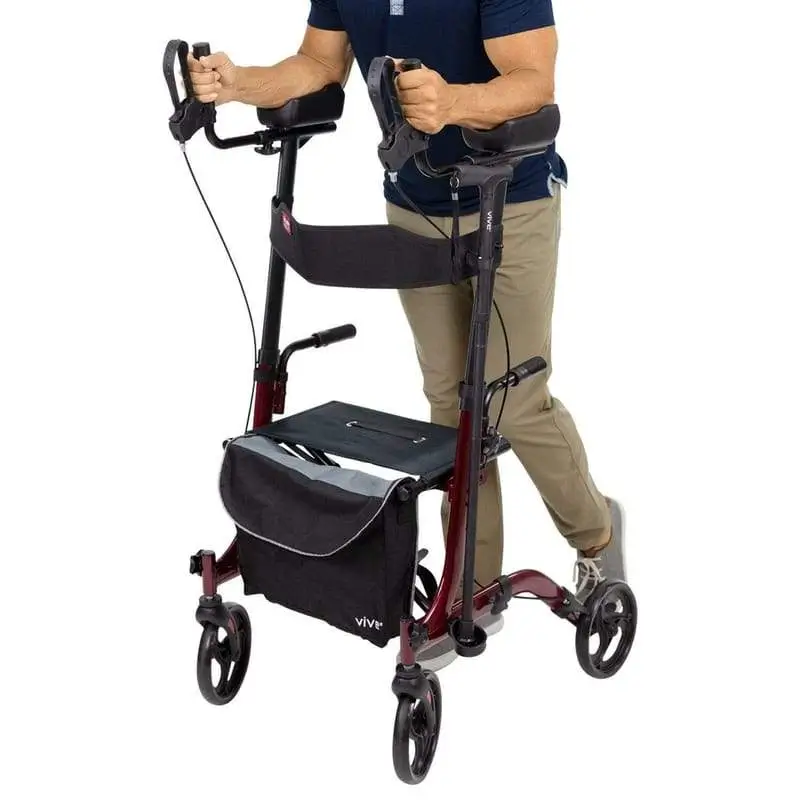 Upright Rollator - Walker with Foldable Transport Seat  Vive health - Black, M,  up to 300 lbs., none