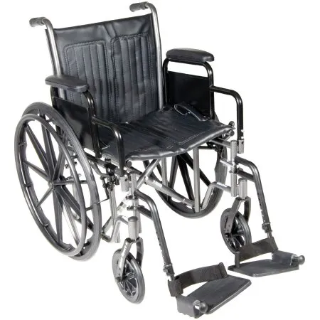 Wheelchair Dual Axle  standard Carbon steel frame 18" Mckesson - Black,  up to 300 lbs.