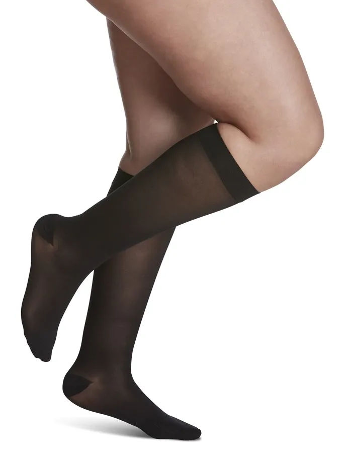 Women's Closed Toe Calf Compression Hose - Black