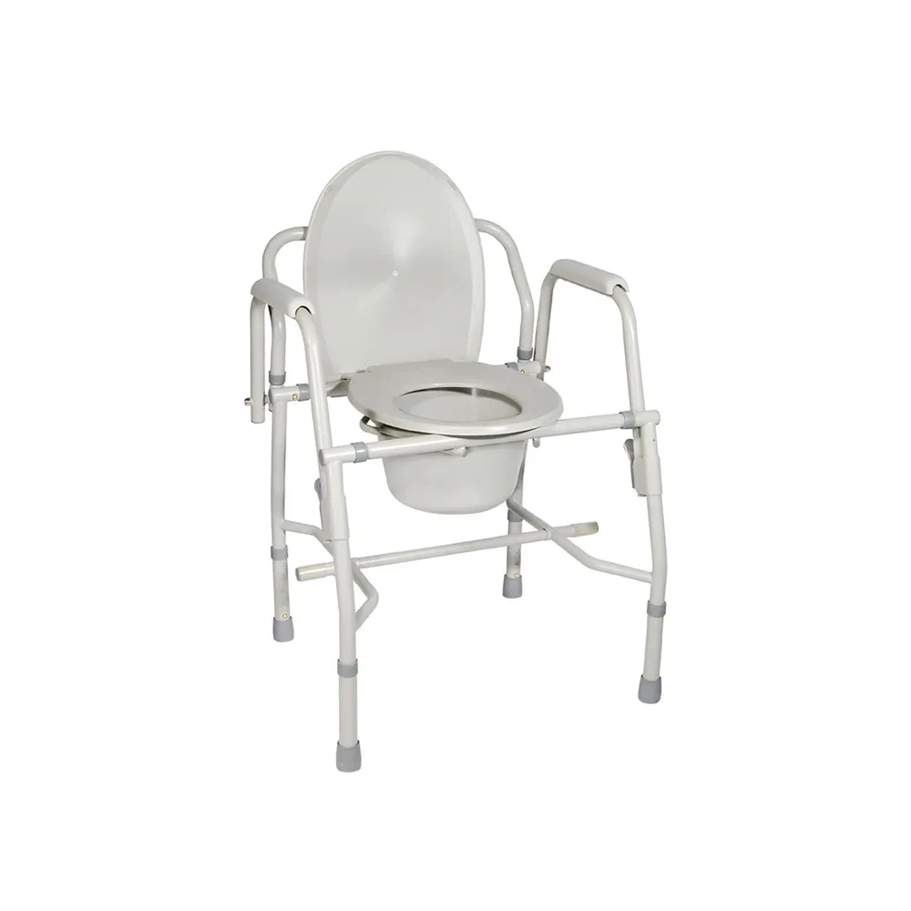 STEEL DROP ARM COMMODE - White