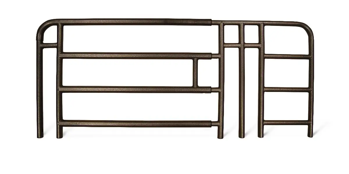 Rails: 4-Bar Spring-Loaded Adjustable Full-Length Bed Rails - Brown