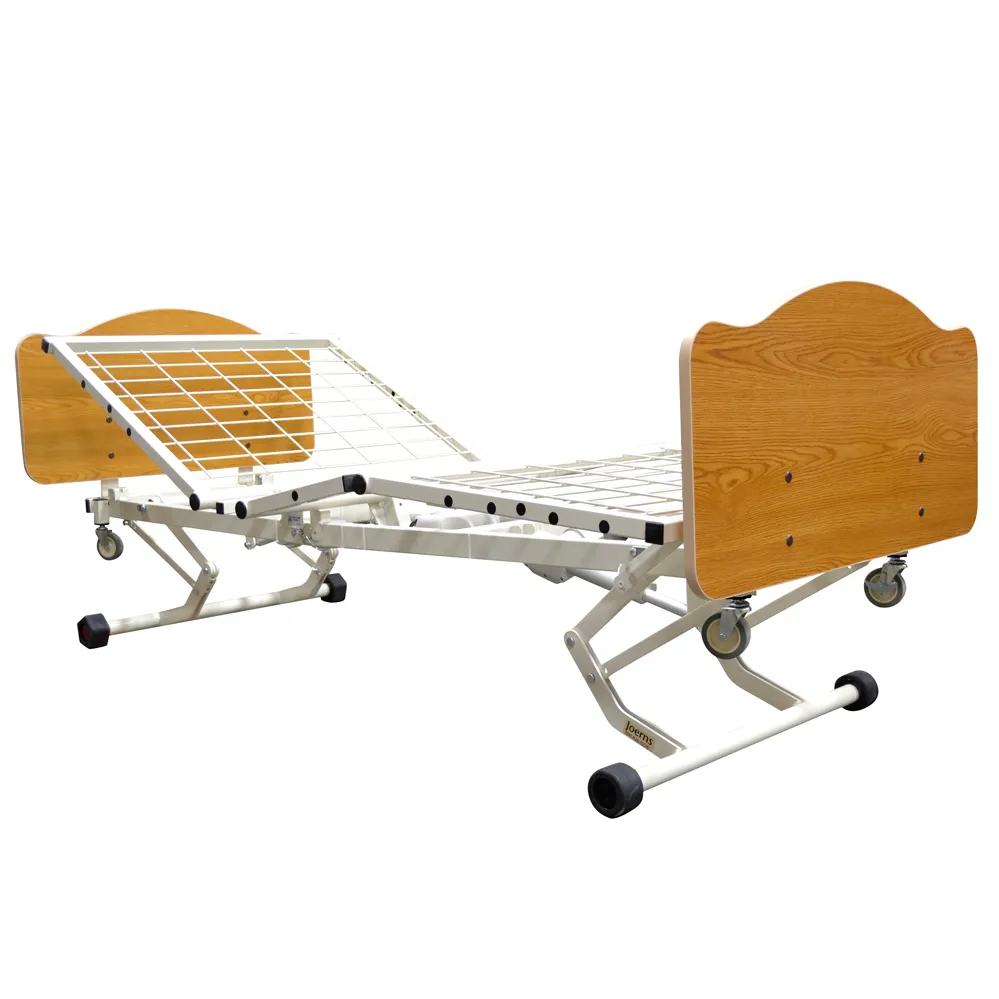 wecare bed with  orange color with wheels suspended 