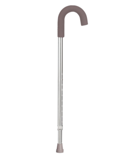 Round Handle Cane with Foam Grip - Silver