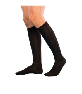 Sigvaris Well Being 186 Men's Casual Cotton Knee High Socks - 15-20 mmHg - Black, L