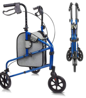 3 Wheel Rollator Secure Hand Brakes Convenient storage Vive Health - Blue, M, none, none