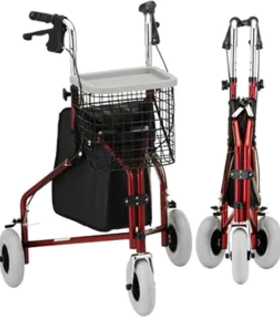 Traveler 3 Wheel Rolling Walker - Red - Red