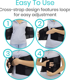 Cross Support Back Brace vive health back support - Black, S