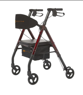 ROYAL UNIVERSAL - ALUMINUM 4 WHEEL ROLLATOR WITH UNIVERSAL HEIGHT ADJUSTMENT - Red