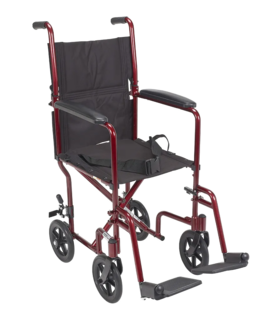 Aluminum Transport Chair Red 17" - Red