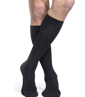 Men’s Essential Cotton 230 Closed Toe Calf-High Socks w/Grip Top 20-30mmHg - Black