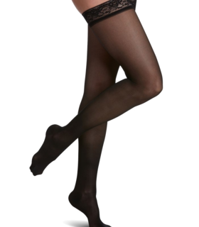 SIGVARIS Women's Sheer Fashion 120 Thigh High Compression Hose 15-20mmHg - Black