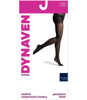 Women's DYNAVEN Sheer Pantyhose Women's Closed Toe Beige LS - Large Short 20-30mmHg - Black, S