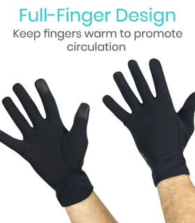 Copper Full Finger Arthritis Gloves WORKS WITH TOUCHSCREENS  vive - Black, L, none, none