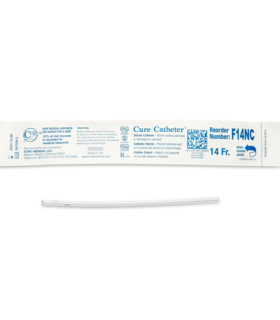 Cure Medical™ Urethral Catheter, Straight Tip, 6" Length, 14FR, 30 per Box - Green