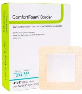 DermaRite Comfort Self-Adherent Soft Silicone foam dressing - Brown
