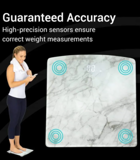Digital Marble Smart Scale Bright LED Display smart EASILY PAIRing vive health - White