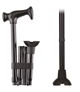 FOLDING CANE QT BLACK Mini Quad Cane Tip DURABLE  CHIP RESISTANT 